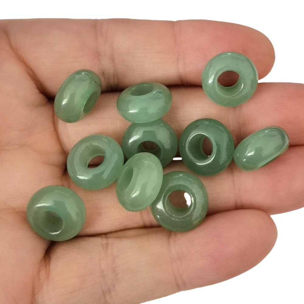 Green Aventurine Abacus Beads Drilled Big Hole for Making Jewelry 1PCS