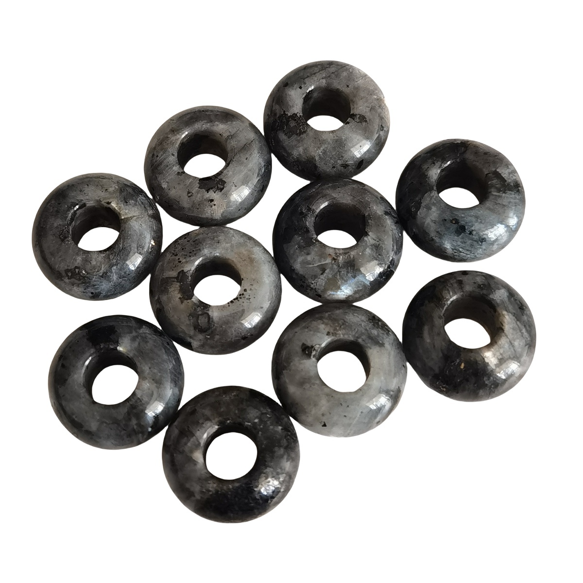 Black Labradorite Abacus Beads for Making Jewelry Handmade Craved Spacer Gemstone Drilled 4MM Big Hole
