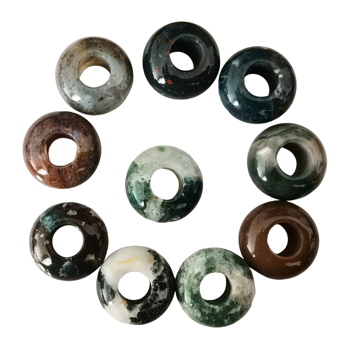 Fancy Jasper Abacus Beads for Making Jewelry Handmade Craved Spacer Gemstone Drilled 4MM Big Hole