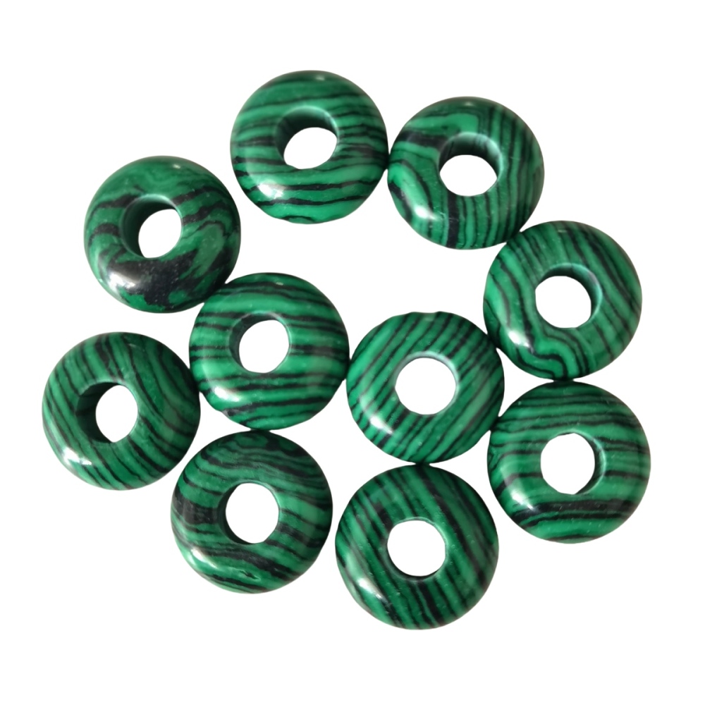 Malachite Abacus Beads for Making Jewelry Handmade Craved Spacer Gemstone Drilled 4MM Big Hole