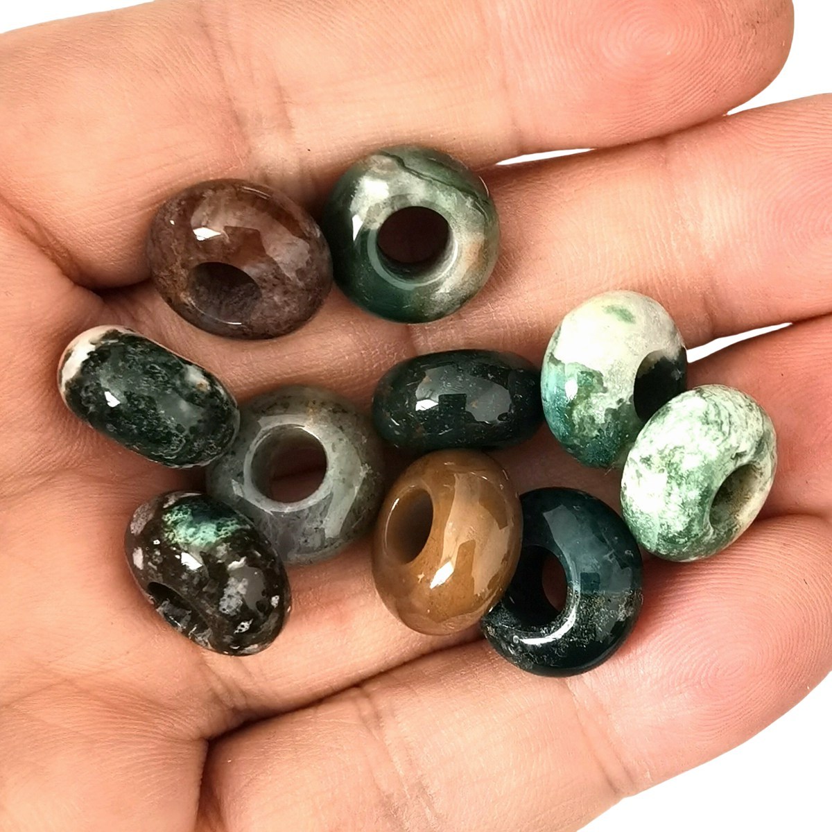 Fancy Jasper Abacus Beads for Making Jewelry Handmade Craved Spacer Gemstone Drilled 4MM Big Hole