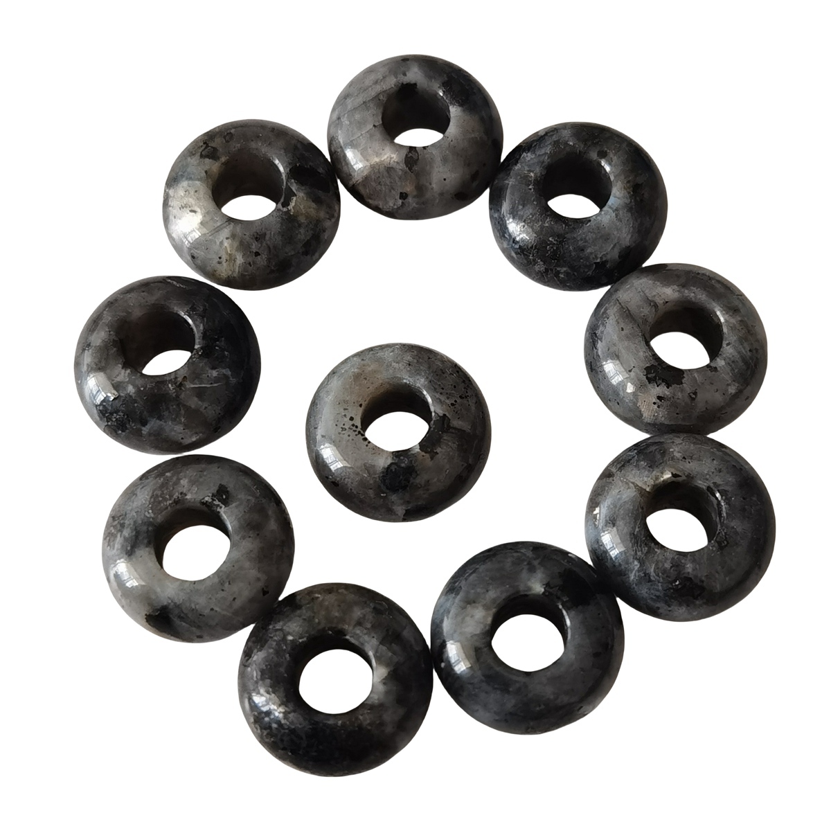 Black Labradorite Abacus Beads for Making Jewelry Handmade Craved Spacer Gemstone Drilled 4MM Big Hole