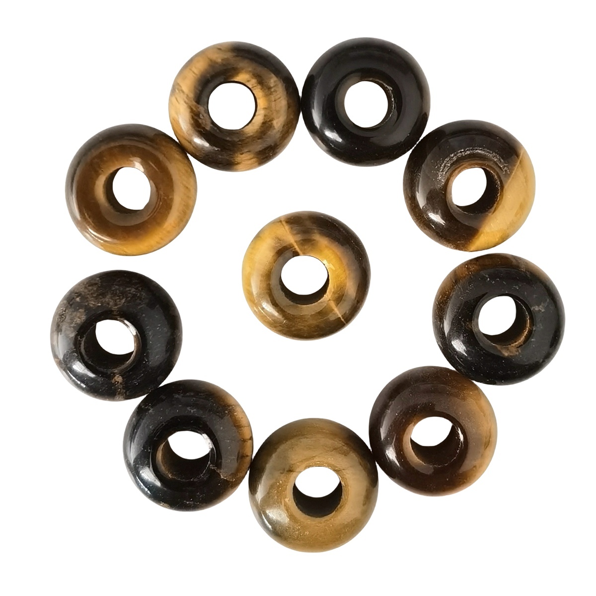 Yellow Tiger Eye Stone Abacus Beads for Making Jewelry Handmade Craved Spacer Gemstone Drilled 4MM Big Hole