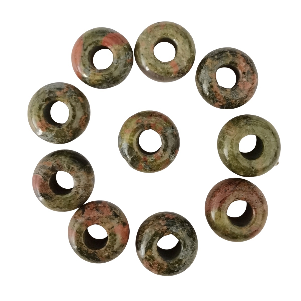 Unakite Abacus Beads for Making Jewelry Handmade Craved Spacer Gemstone Drilled 4MM Big Hole