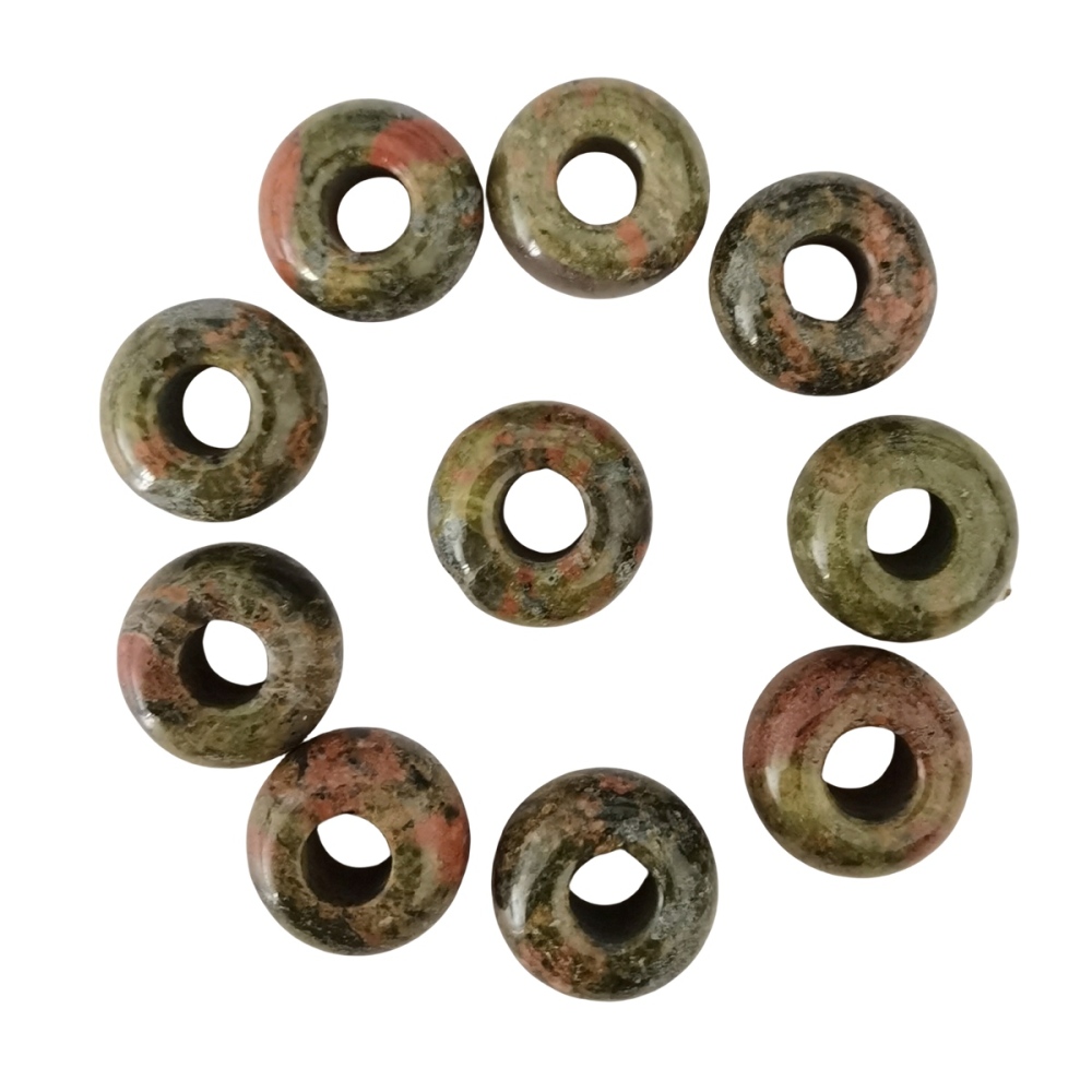 Unakite Abacus Beads for Making Jewelry Handmade Craved Spacer Gemstone Drilled 4MM Big Hole