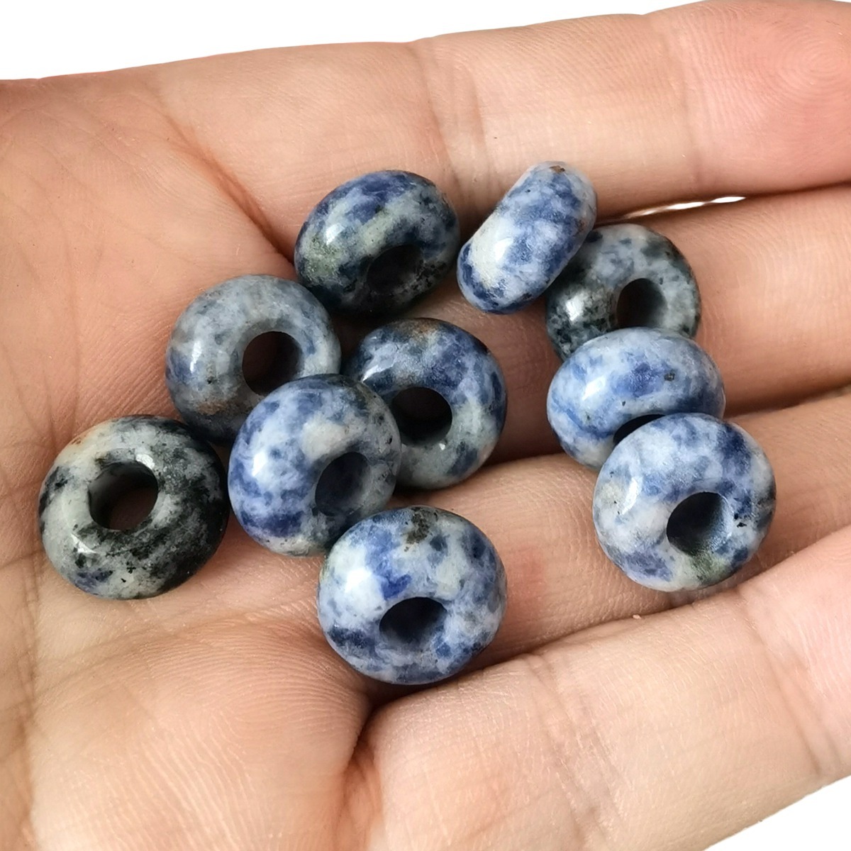 Sodalite Abacus Beads for Making Jewelry Handmade Craved Spacer Gemstone Drilled 4MM Big Hole