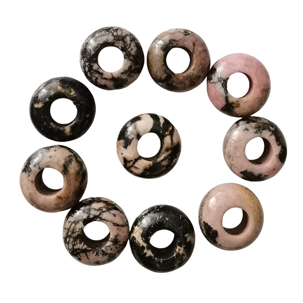Rhodochrosite Abacus Beads for Making Jewelry Handmade Craved Spacer Gemstone Drilled 4MM Big Hole