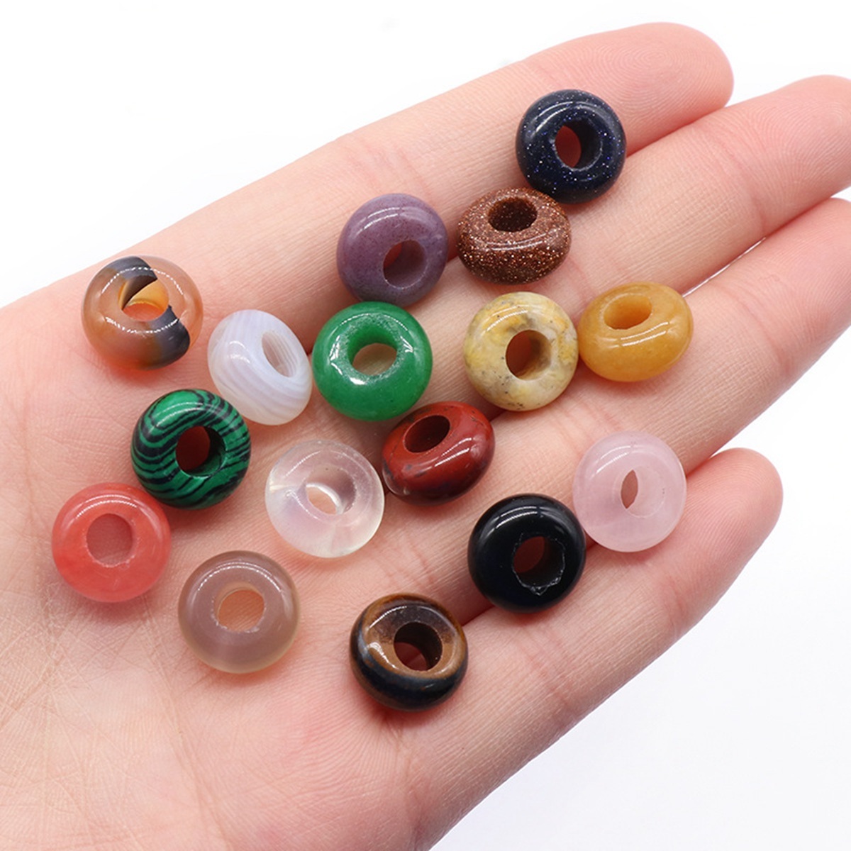 D12X5MM Natural Gemstone Abacus Beads Drilled Big Hole (5MM) for Making Jewelry 1PCS