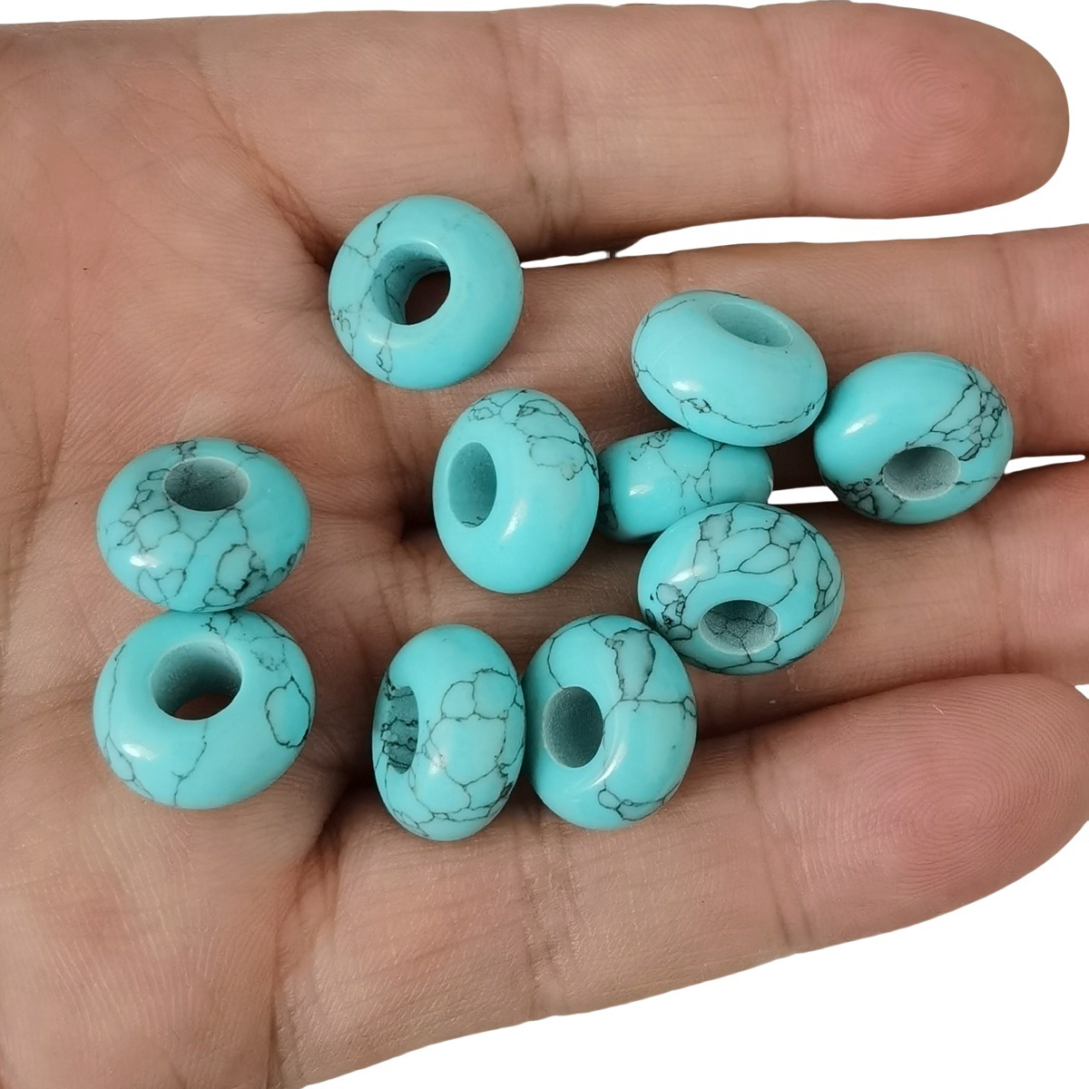 Turquoise Abacus Beads Drilled Big Hole for Making Jewelry 1PCS