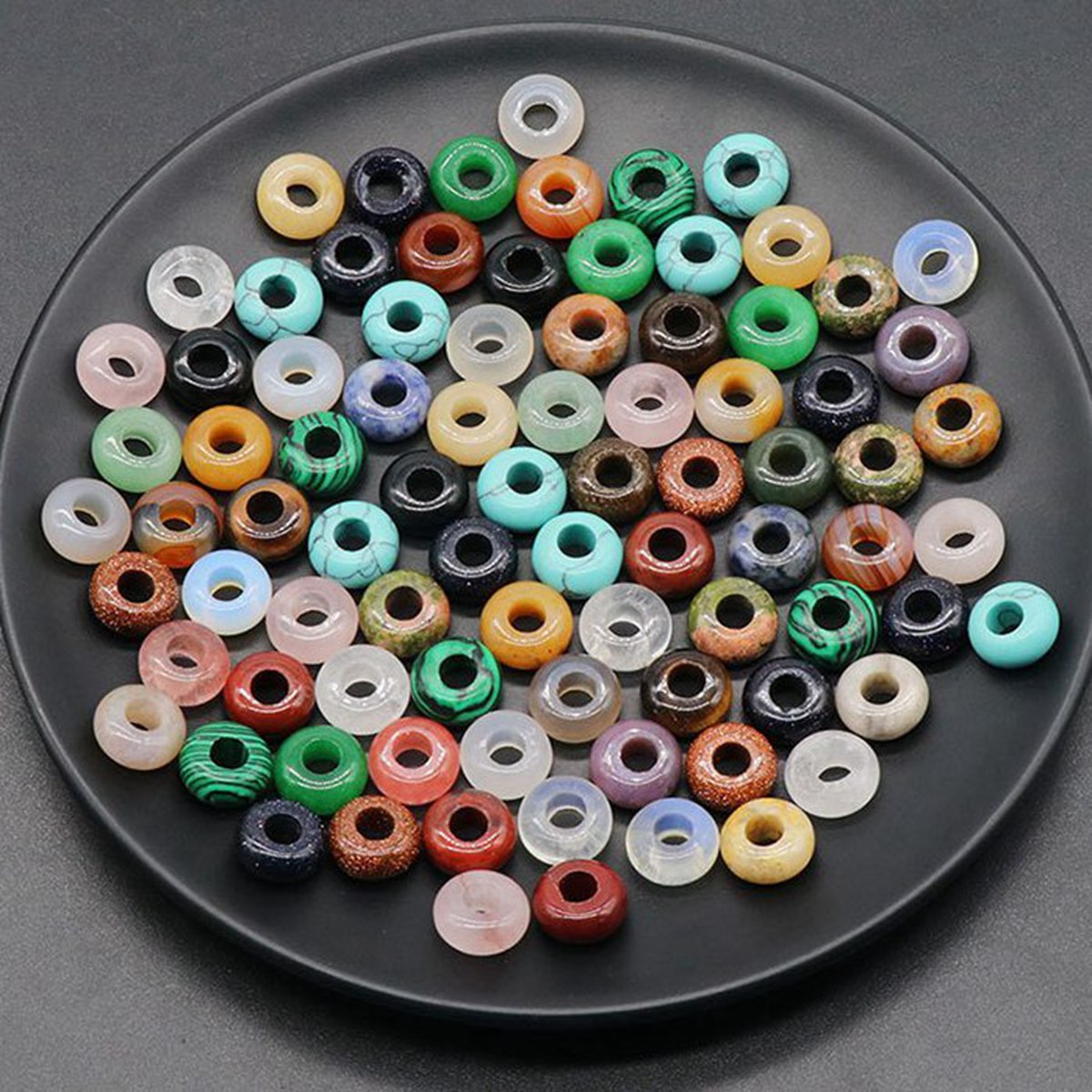 D12X5MM Natural Gemstone Abacus Beads Drilled Big Hole (5MM) for Making Jewelry 1PCS