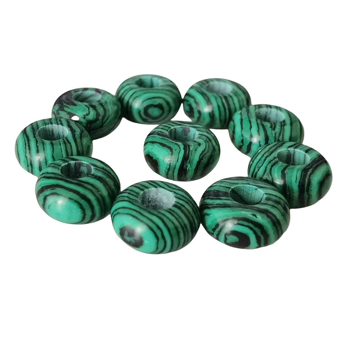 Malachite Abacus Beads for Making Jewelry Handmade Craved Spacer Gemstone Drilled 4MM Big Hole