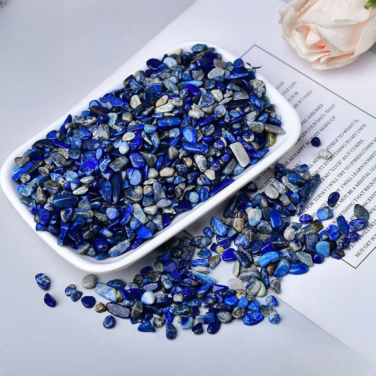 100 Gram Tumbled Lapis Lazuli Chips Crushed Gemstone Perfect for Home Decoration & Decor Jewelry Making Chakra Healing Meditation Wicca Vases & Plants - Irregular Shaped Pieces