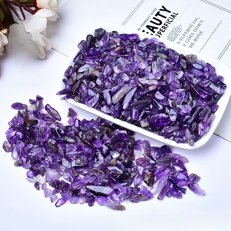 Amethyst Chips 100Gram Crushed Gemstone Perfect for Home Decoration & Decor Jewelry Making Chakra Healing Meditation Wicca Vases & Plants - Irregular Shaped Pieces