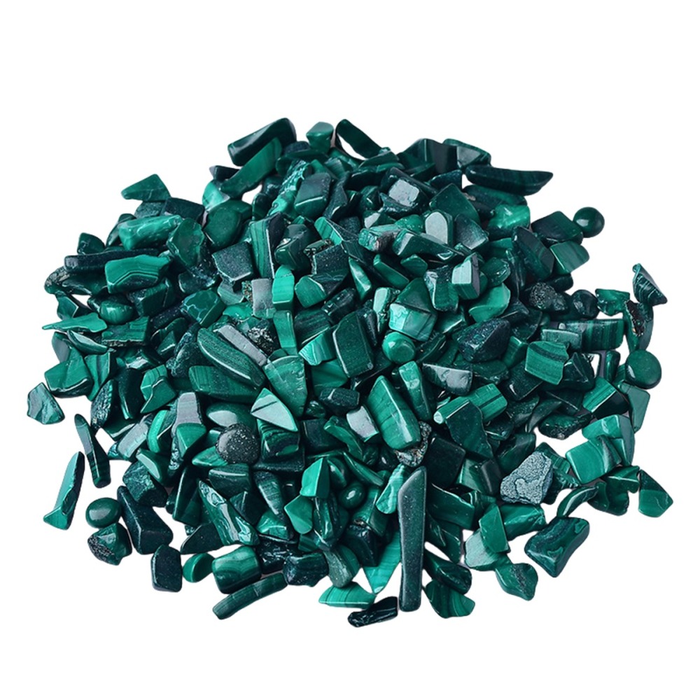 100 Gram Tumbled Malachite Chips Crushed Gemstone Perfect for Home Decoration & Decor Jewelry Making Chakra Healing Meditation Wicca Vases & Plants - Irregular Shaped Pieces