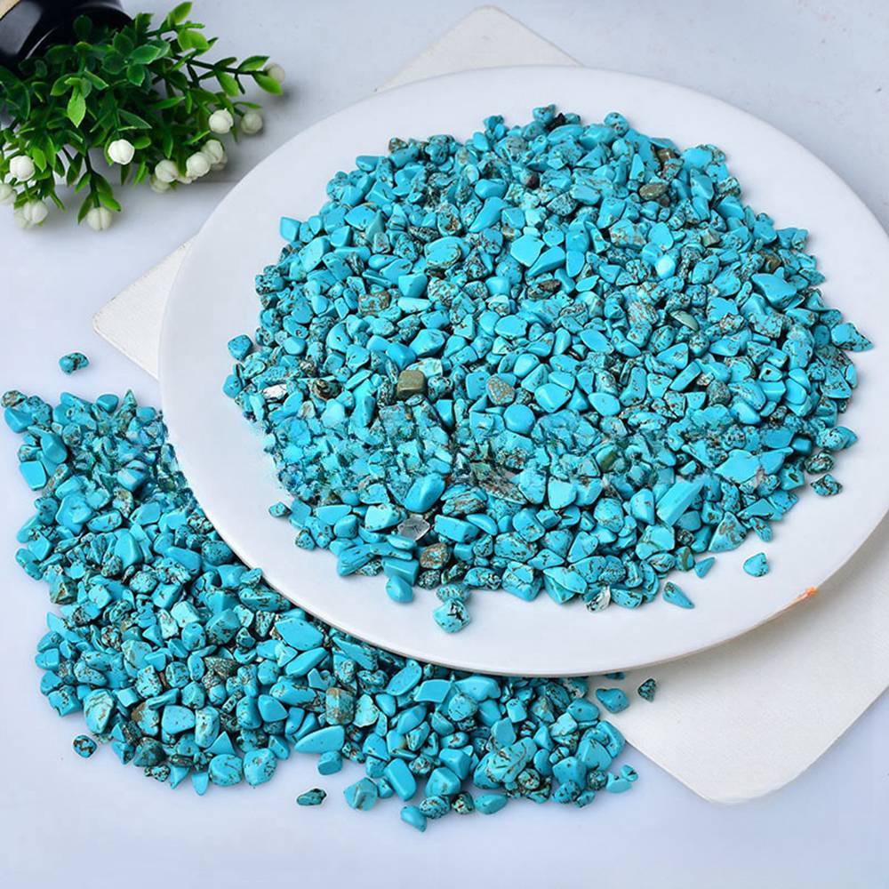 100 Gram Syn.Turquoise Chips Crushed Gemstone Perfect for Home Decoration & Decor Jewelry Making Chakra Healing Meditation Wicca Vases & Plants - Irregular Shaped Pieces