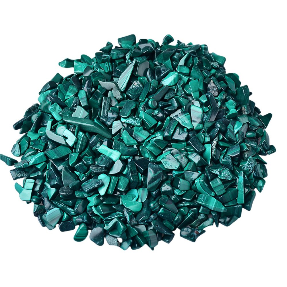 100 Gram Tumbled Malachite Chips Crushed Gemstone Perfect for Home Decoration & Decor Jewelry Making Chakra Healing Meditation Wicca Vases & Plants - Irregular Shaped Pieces