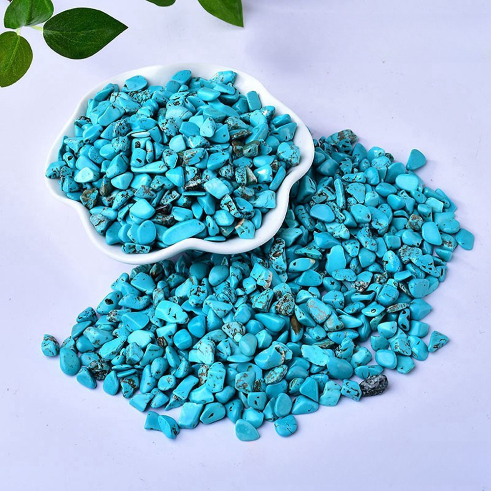 100 Gram Syn.Turquoise Chips Crushed Gemstone Perfect for Home Decoration & Decor Jewelry Making Chakra Healing Meditation Wicca Vases & Plants - Irregular Shaped Pieces