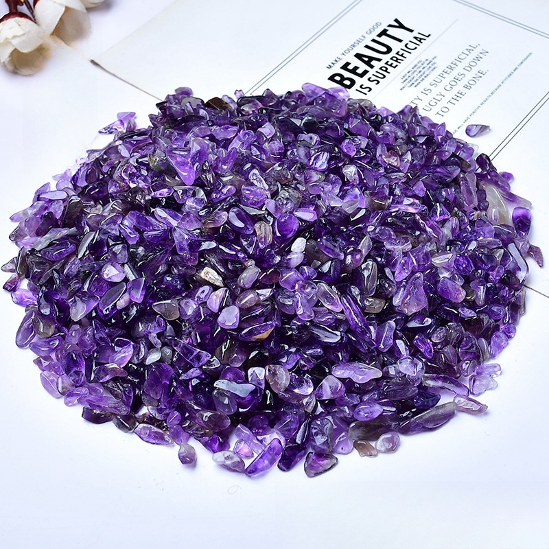 Amethyst Chips 100Gram Crushed Gemstone Perfect for Home Decoration & Decor Jewelry Making Chakra Healing Meditation Wicca Vases & Plants - Irregular Shaped Pieces