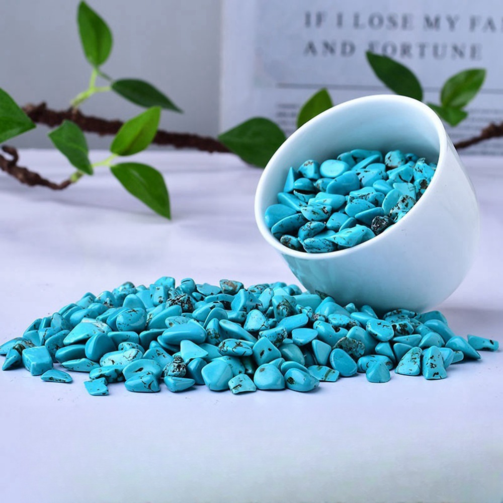100 Gram Syn.Turquoise Chips Crushed Gemstone Perfect for Home Decoration & Decor Jewelry Making Chakra Healing Meditation Wicca Vases & Plants - Irregular Shaped Pieces