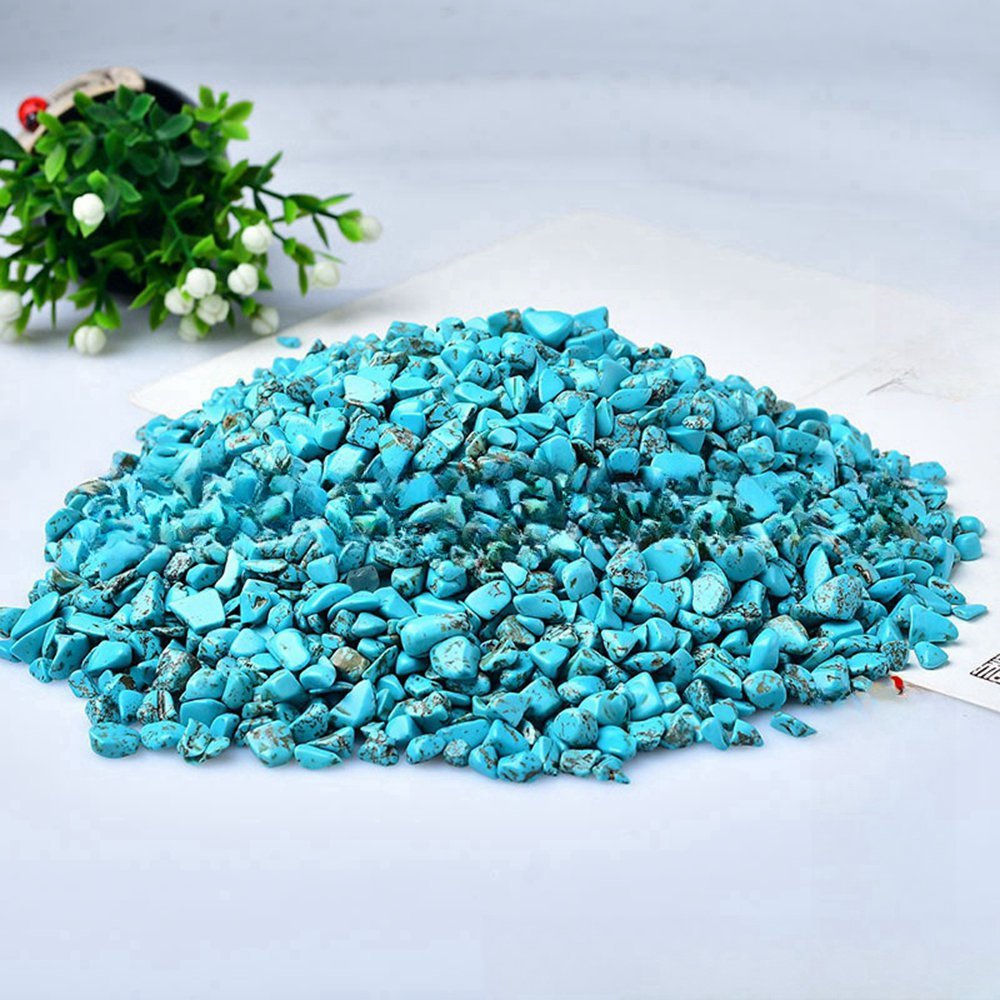 100 Gram Syn.Turquoise Chips Crushed Gemstone Perfect for Home Decoration & Decor Jewelry Making Chakra Healing Meditation Wicca Vases & Plants - Irregular Shaped Pieces