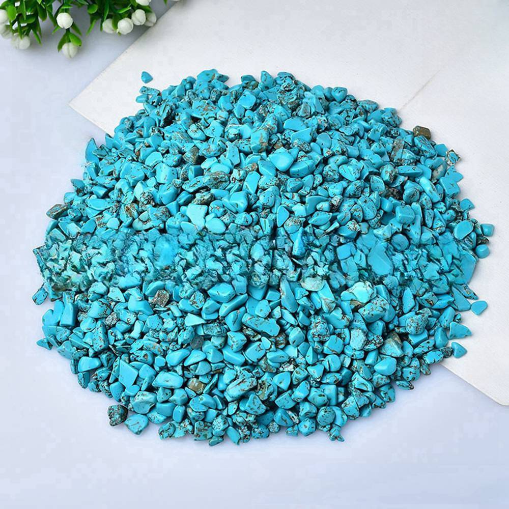 100 Gram Syn.Turquoise Chips Crushed Gemstone Perfect for Home Decoration & Decor Jewelry Making Chakra Healing Meditation Wicca Vases & Plants - Irregular Shaped Pieces