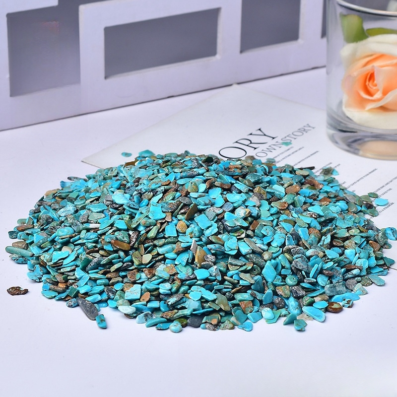 100 Gram Natural Turquoise Chips Crushed Gemstone Perfect for Home Decoration & Decor Jewelry Making Chakra Healing Meditation Wicca Vases & Plants - Irregular Shaped Pieces