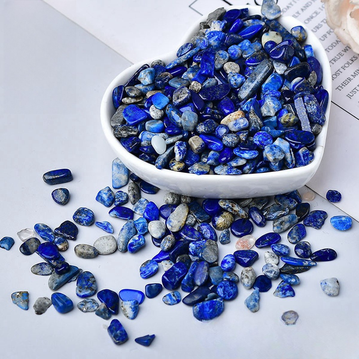 100 Gram Tumbled Lapis Lazuli Chips Crushed Gemstone Perfect for Home Decoration & Decor Jewelry Making Chakra Healing Meditation Wicca Vases & Plants - Irregular Shaped Pieces
