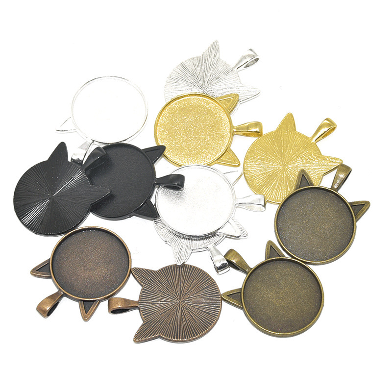 Alloy Pendant Accessories for DIY Making Jewelry  Cat Shape Metal Findings without Stone Cabochons