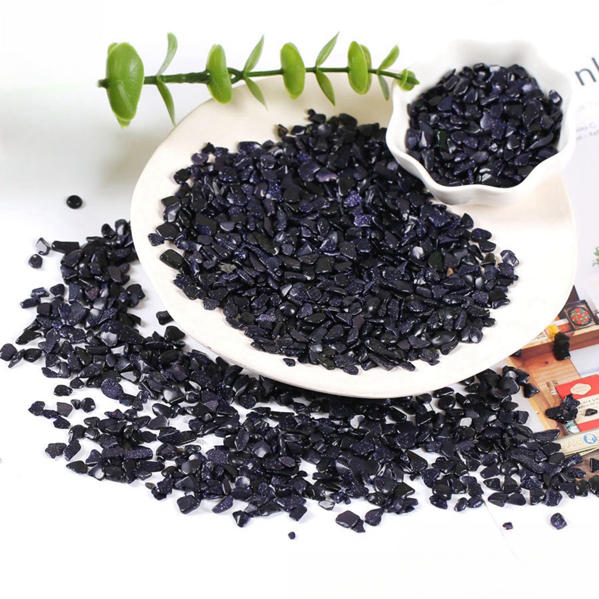 Chip Blue Sandstone Beads for Home Decoration & Decor Making Jewelry 100Gram