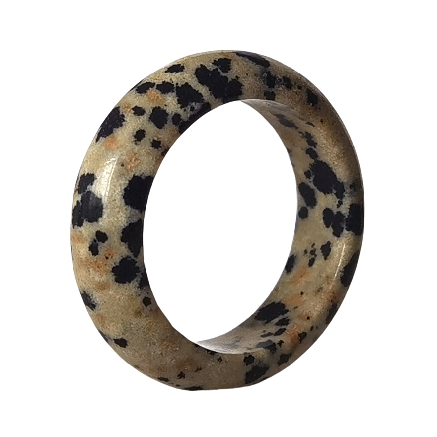 Spot Jasper Band Rings 6MM Thickness  Natural Vintage Knuckle Stackable Finger Round Donut Ring for Women Girls