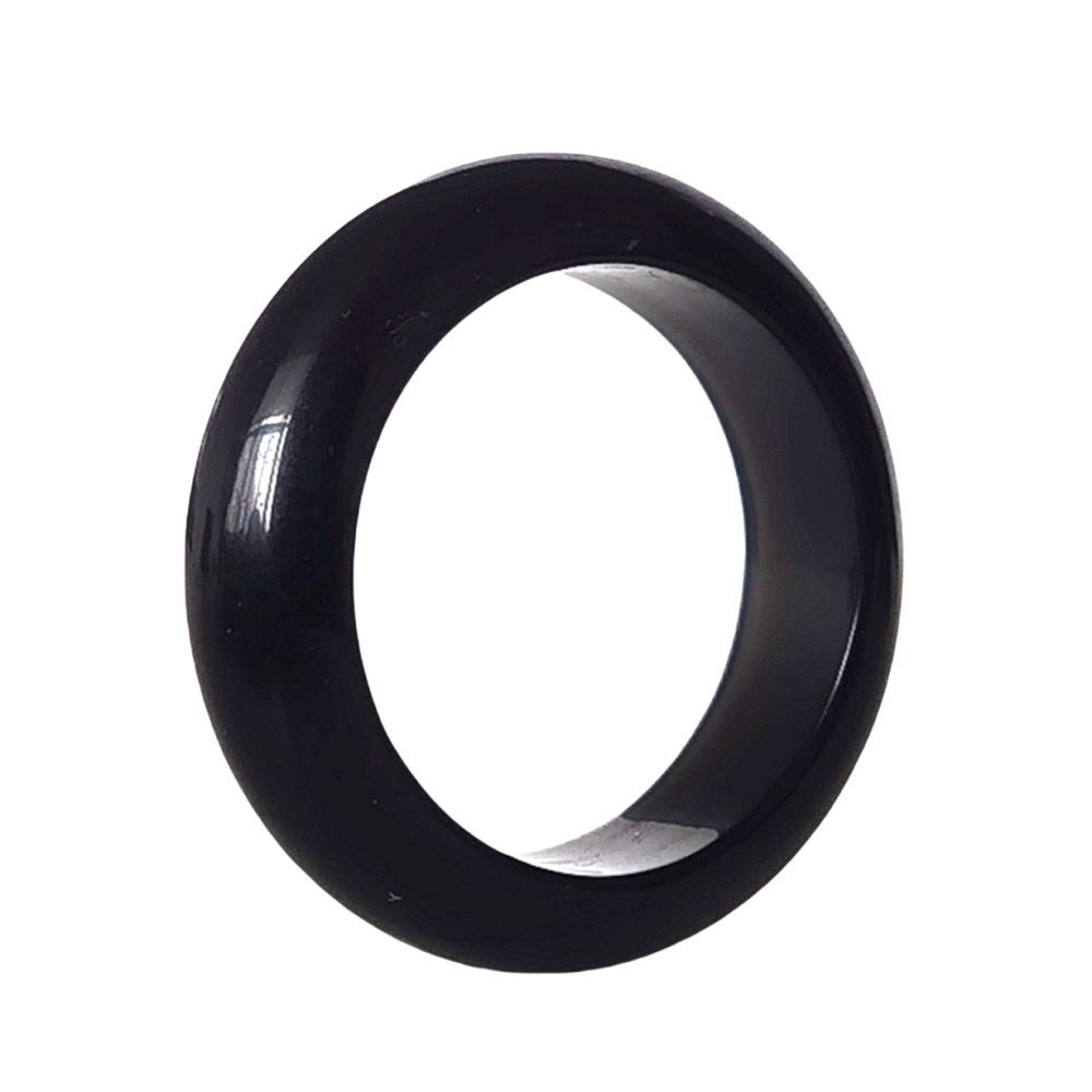 Black Obsidian Band Rings 6MM Thickness  Natural Vintage Knuckle Stackable Finger Round Donut Ring for Women Girls