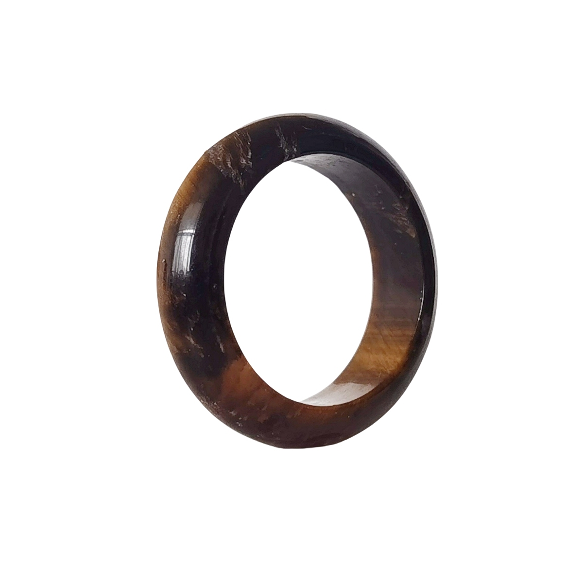 Yellow Tiger Eye Stone Band Rings 6MM Thickness  Natural Vintage Knuckle Stackable Finger Round Donut Ring for Women Girls