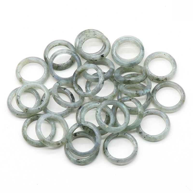 6MM Thickness Natural Domed Gemstone Band Rings  Diameter 16-18mm Vintage Knuckle Stackable Finger Round Donut Ring