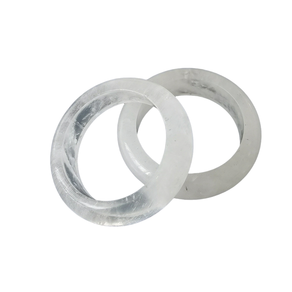 Quartz Crystal Band Rings 6MM Thickness  Natural Vintage Knuckle Stackable Finger Round Donut Ring for Women Girls