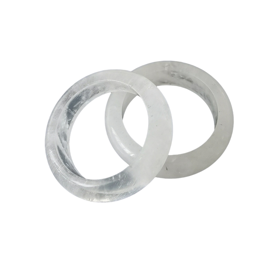Quartz Crystal Band Rings 6MM Thickness  Natural Vintage Knuckle Stackable Finger Round Donut Ring for Women Girls