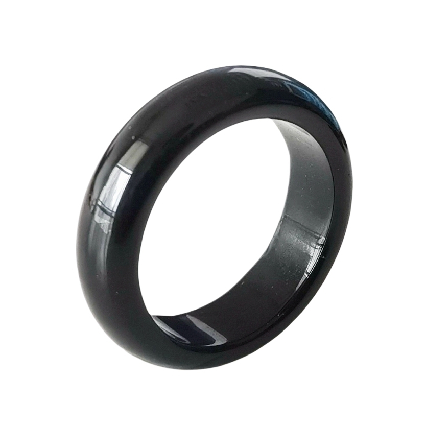 Black Onyx Band Rings 6MM Thickness  Natural Vintage Knuckle Stackable Finger Round Donut Ring for Women Girls