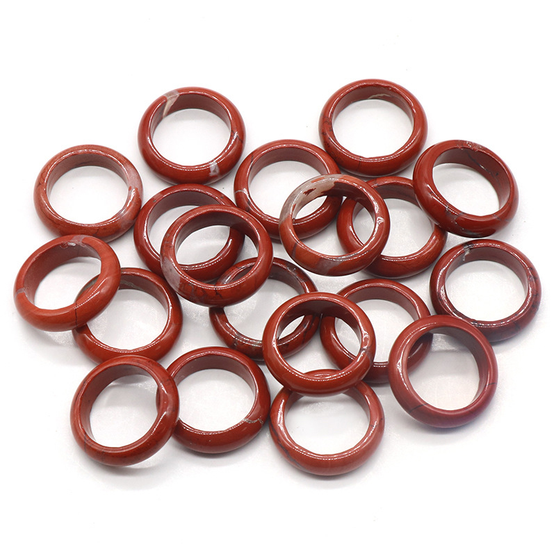 6MM Thickness Natural Domed Gemstone Band Rings  Diameter 16-18mm Vintage Knuckle Stackable Finger Round Donut Ring