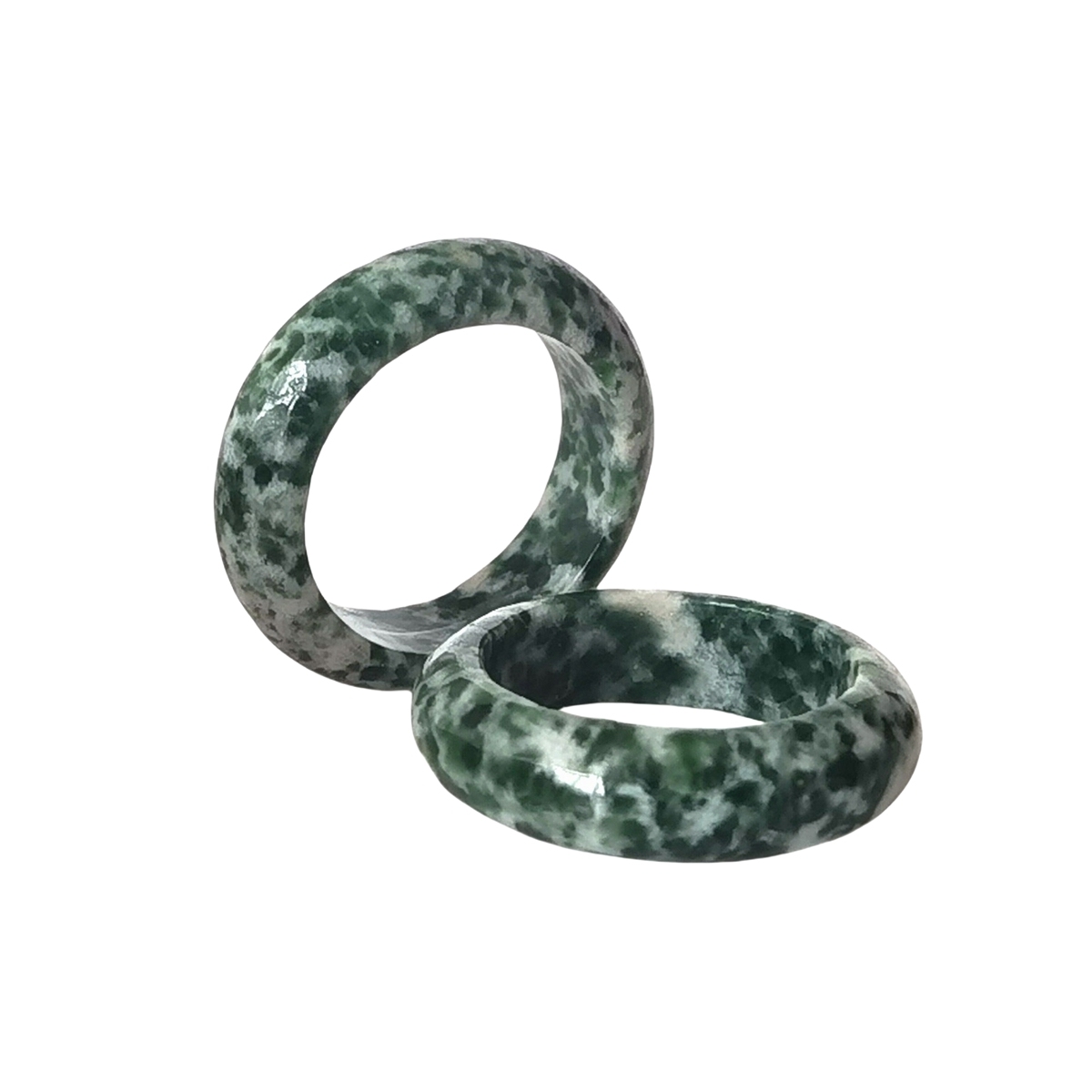 Kiwi Jasper Band Rings 6MM Thickness  Natural Vintage Knuckle Stackable Finger Round Donut Ring for Women Girls