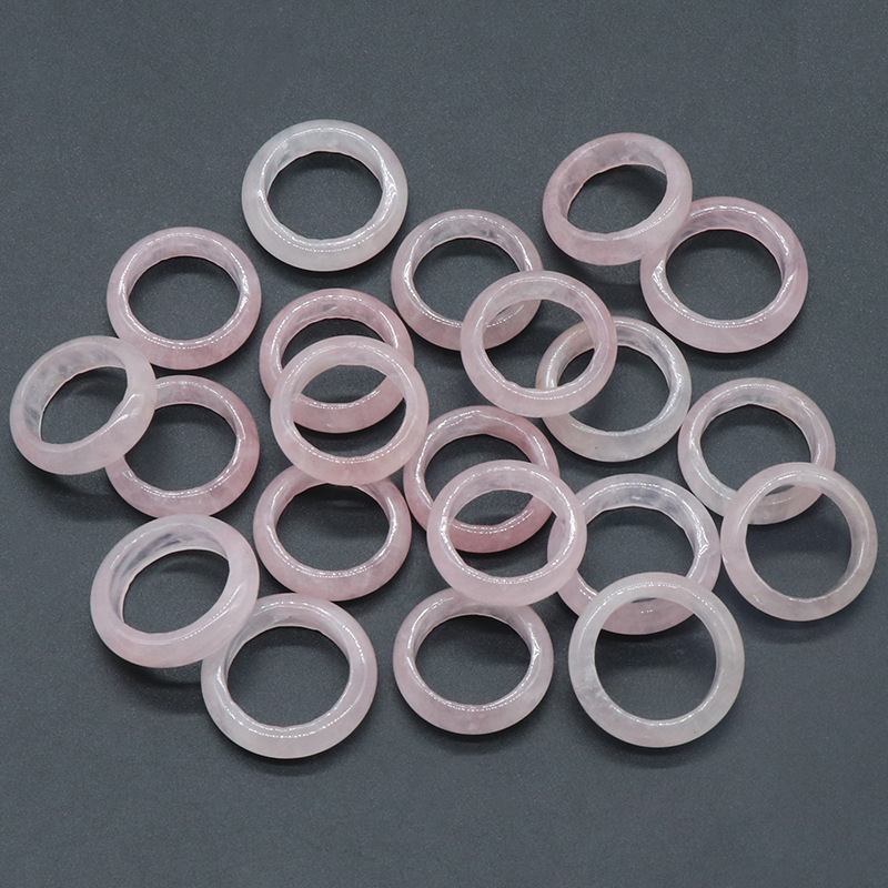 6MM Thickness Natural Domed Gemstone Band Rings  Diameter 16-18mm Vintage Knuckle Stackable Finger Round Donut Ring