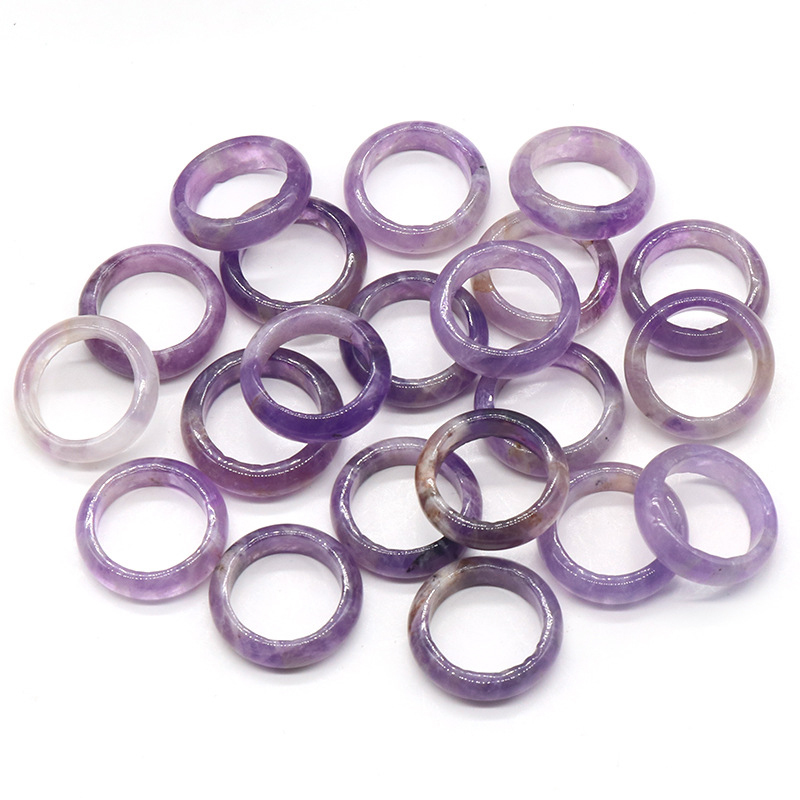 6MM Thickness Natural Domed Gemstone Band Rings  Diameter 16-18mm Vintage Knuckle Stackable Finger Round Donut Ring