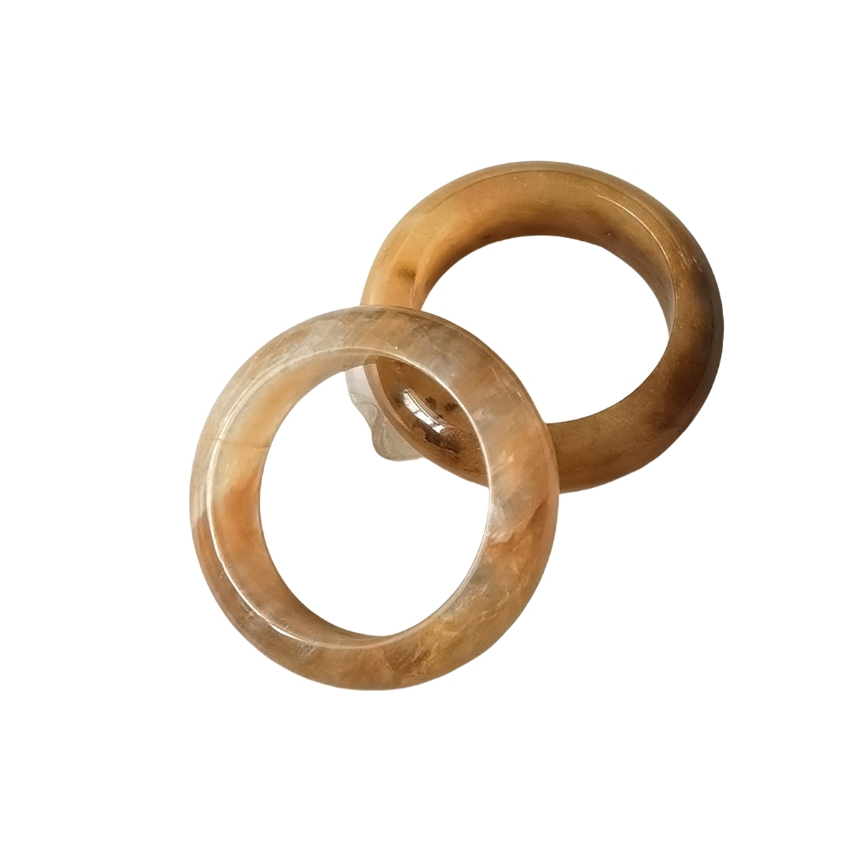 Yellow Jade Band Rings 6MM Thickness  Natural Vintage Knuckle Stackable Finger Round Donut Ring for Women Girls