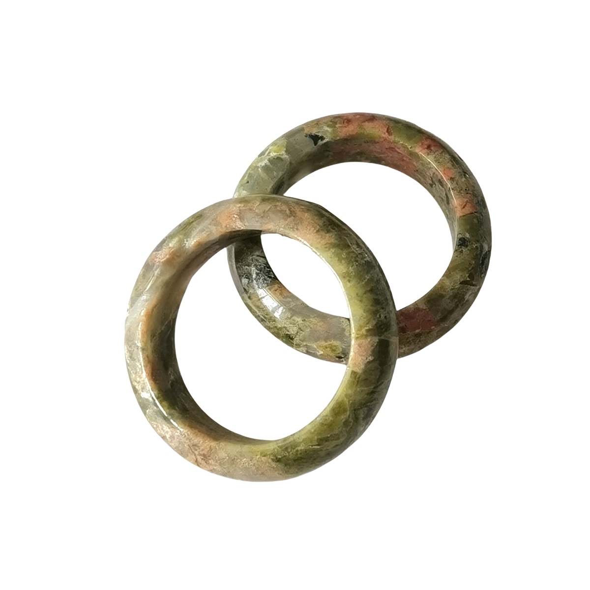 Unakite Band Rings 6MM Thickness  Natural Vintage Knuckle Stackable Finger Round Donut Ring for Women Girls