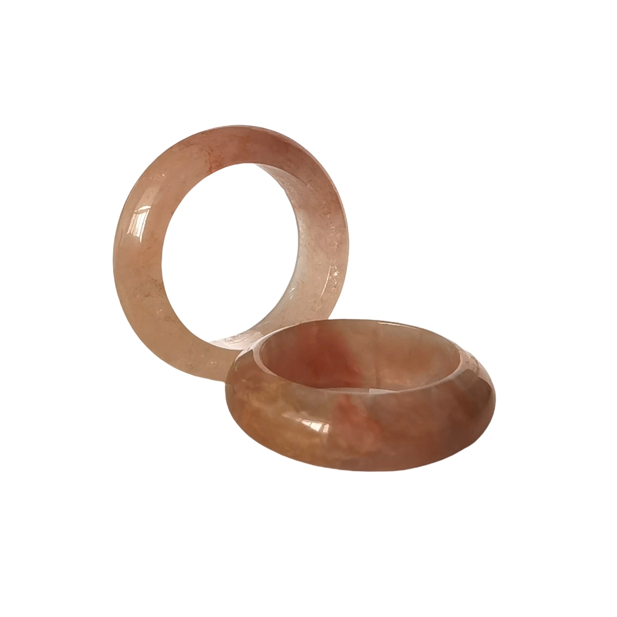 Yellow Jade Band Rings 6MM Thickness  Natural Vintage Knuckle Stackable Finger Round Donut Ring for Women Girls