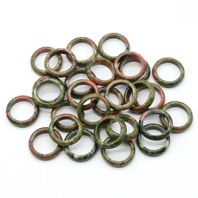 6MM Thickness Natural Domed Gemstone Band Rings  Diameter 16-18mm Vintage Knuckle Stackable Finger Round Donut Ring
