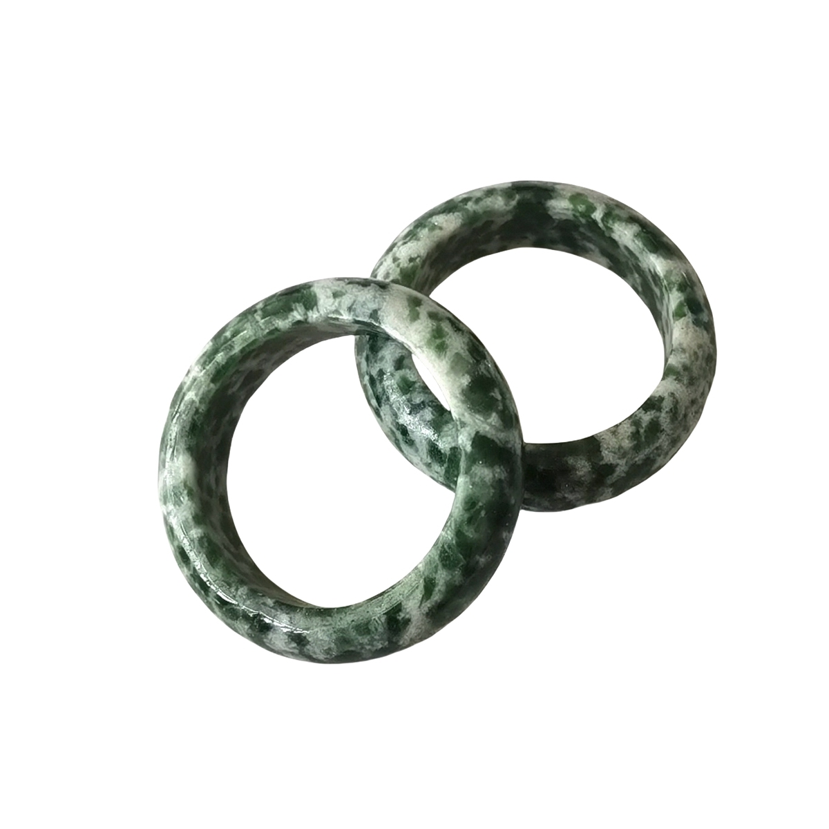 Kiwi Jasper Band Rings 6MM Thickness  Natural Vintage Knuckle Stackable Finger Round Donut Ring for Women Girls