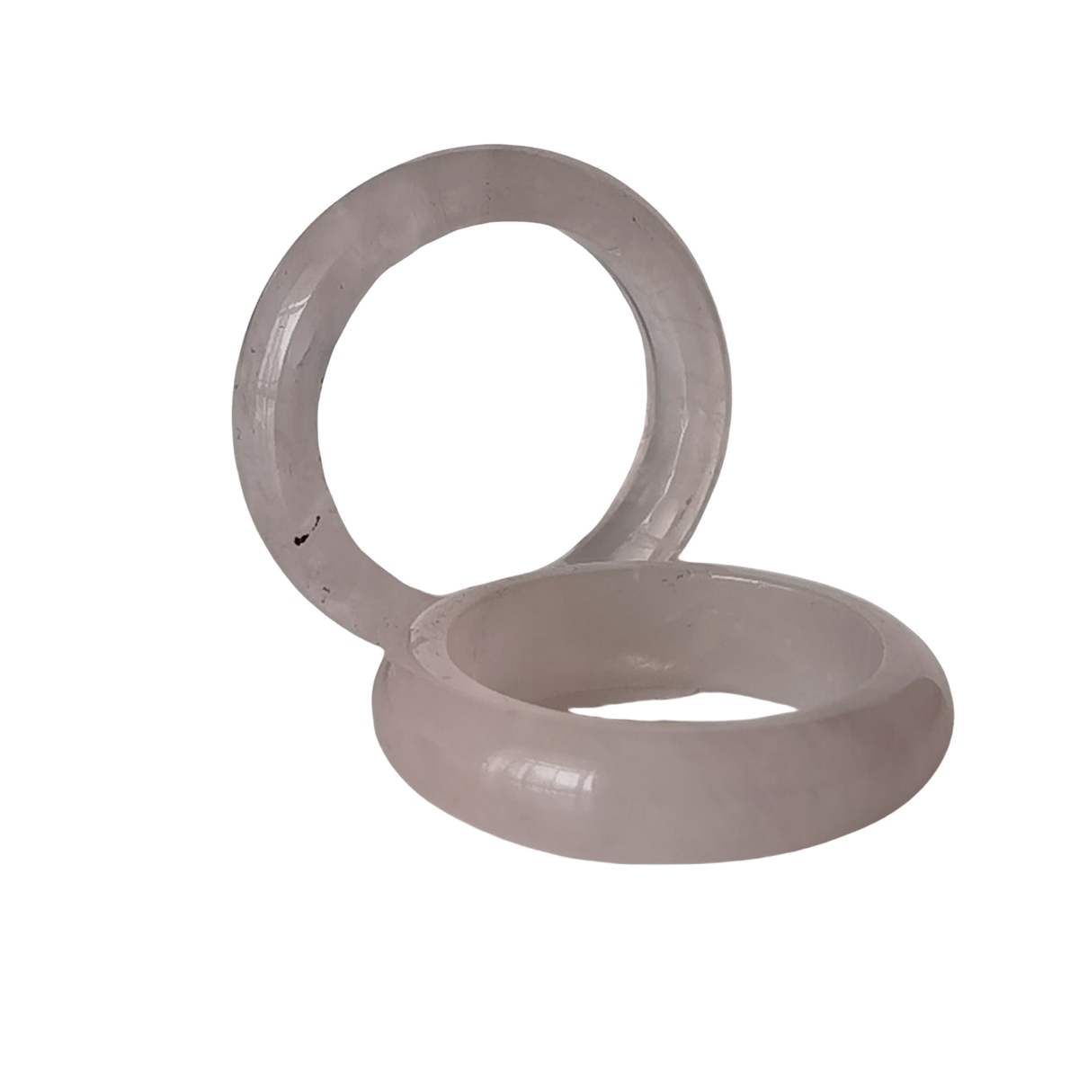Rose Quartz Band Rings 6MM Thickness  Natural Vintage Knuckle Stackable Finger Round Donut Ring for Women Girls