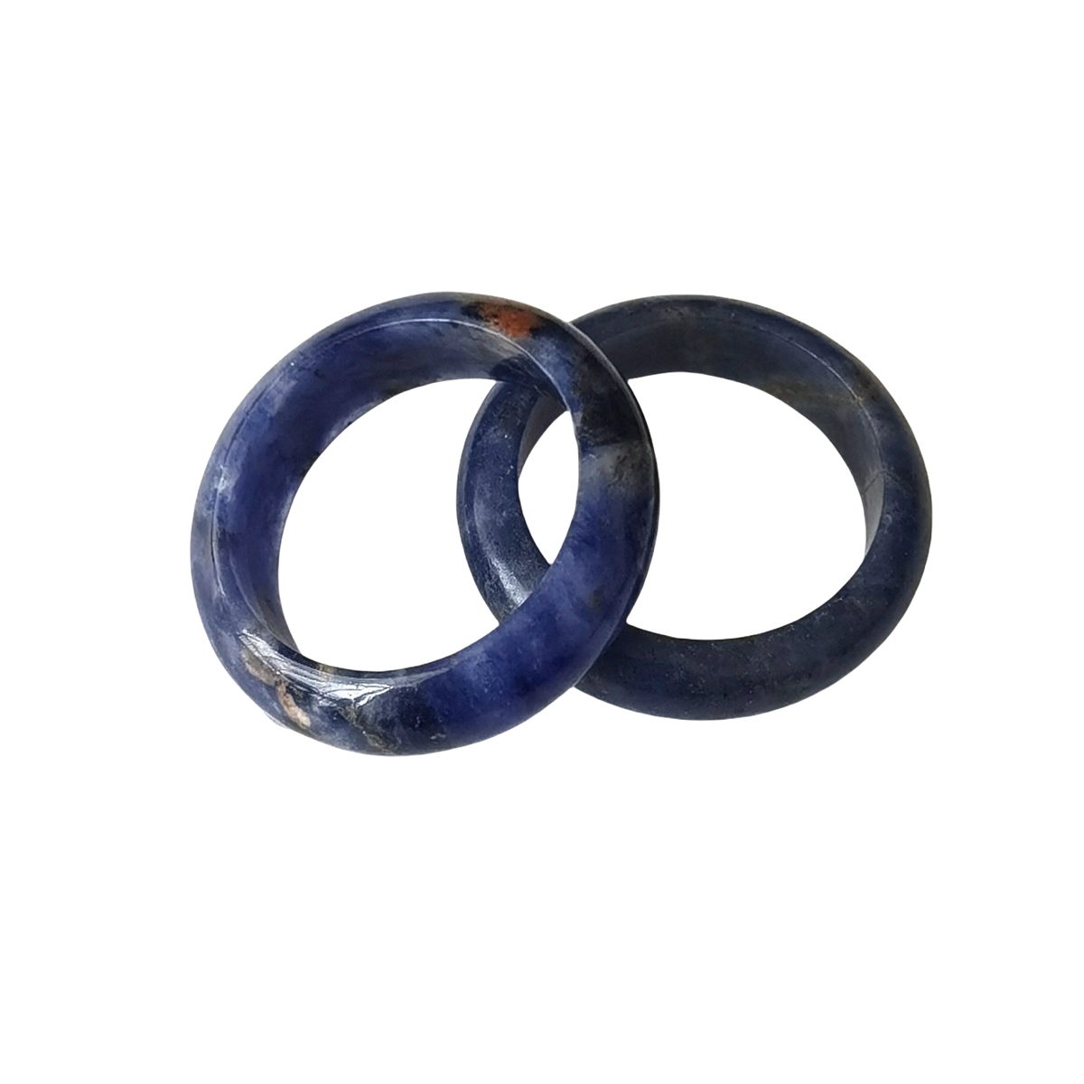 Sodalite Band Rings 6MM Thickness  Natural Vintage Knuckle Stackable Finger Round Donut Ring for Women Girls