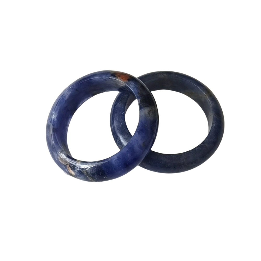 Sodalite Band Rings 6MM Thickness  Natural Vintage Knuckle Stackable Finger Round Donut Ring for Women Girls
