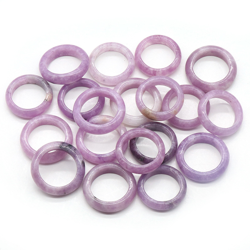 6MM Thickness Natural Domed Gemstone Band Rings  Diameter 16-18mm Vintage Knuckle Stackable Finger Round Donut Ring