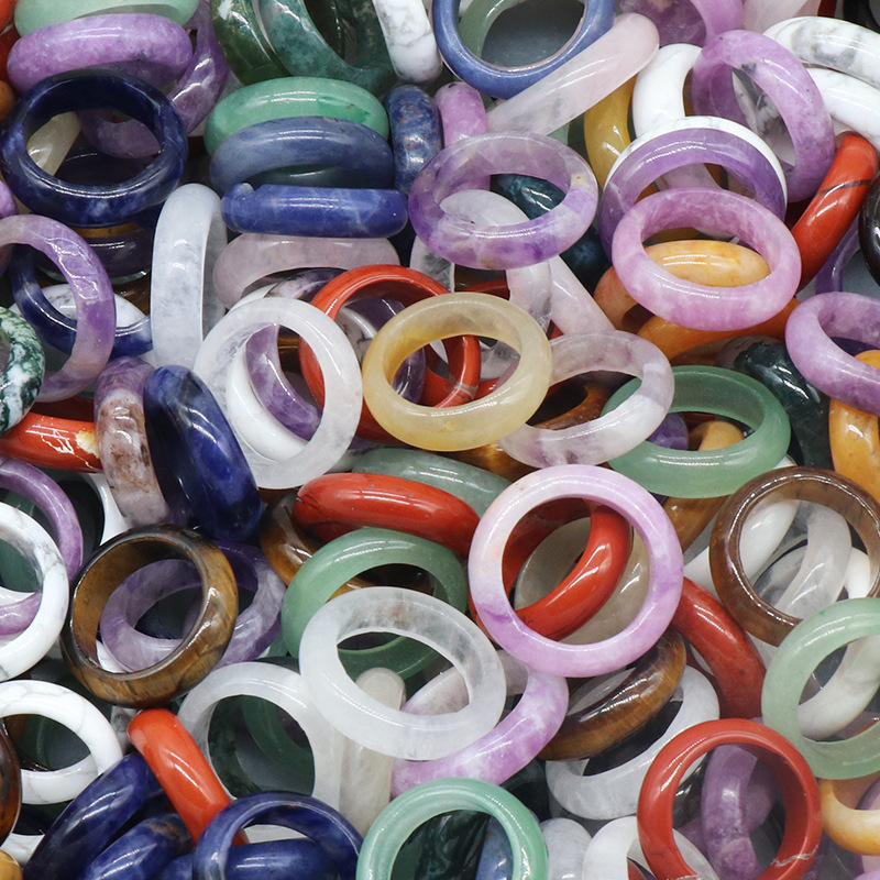 Turquoise  Band Rings 6MM Thickness  Natural Vintage Knuckle Stackable Finger Round Donut Ring for Women Girls